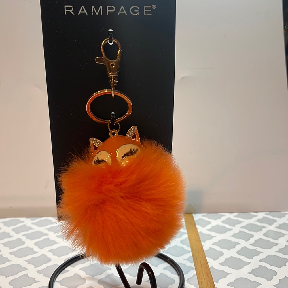 Orange Fox with Bling Ears soft fury Purse charm/key chain